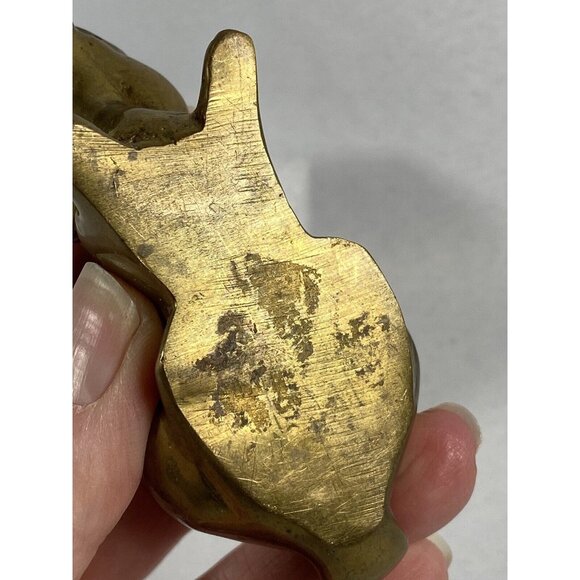 Brass Rabbit Bunny Hare Figurine Resting Paperweight Cottage Whimsy Farm Easter - Picture 7 of 9
